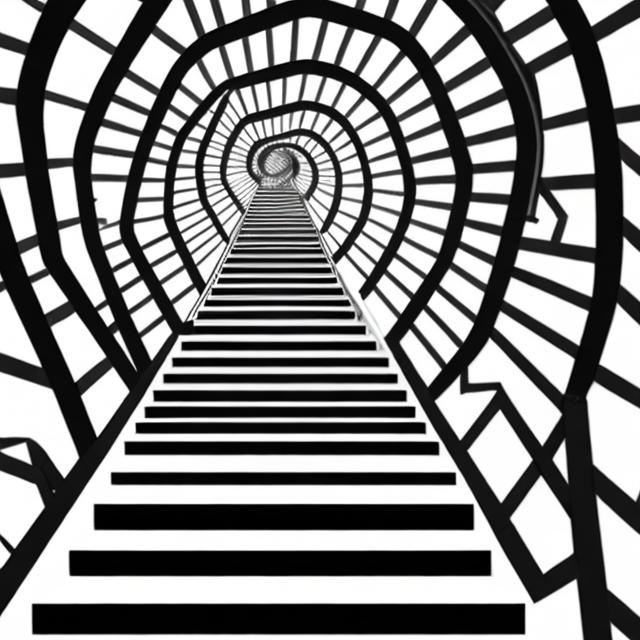 Prompt: optical illusion in prespective very very easy stairs

