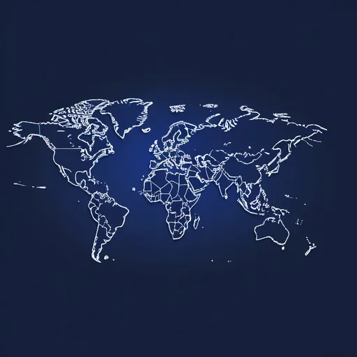 Prompt: dark blue background image of world map for ppt