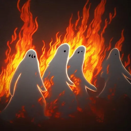 Prompt: Ghosts escaping from flames