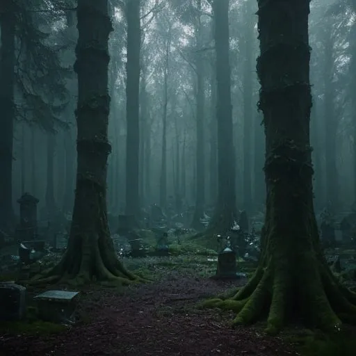 Prompt: A whimsical forest alive with anthropomorphic creatures. Everything seems bright and happy at first, but in reality it is actually a graveyard with a much darker story.
Scary. Gothic. Chilling.
Creepy.
Random hands in the background. 