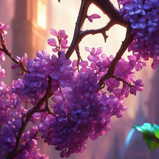 Prompt: closeup of a lilac branch, detailed matte painting, stained glass, vivid lighting, colorful, deep color, fantastical, intricate detail, splash screen, complementary colors, fantasy concept art, 8k resolution trending on Artstation Unreal Engine 5