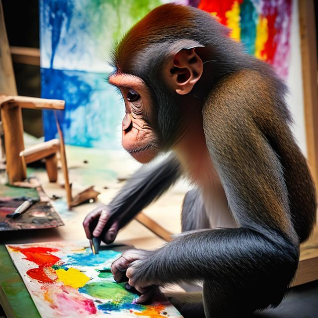 Prompt: beautiful monkey making art
