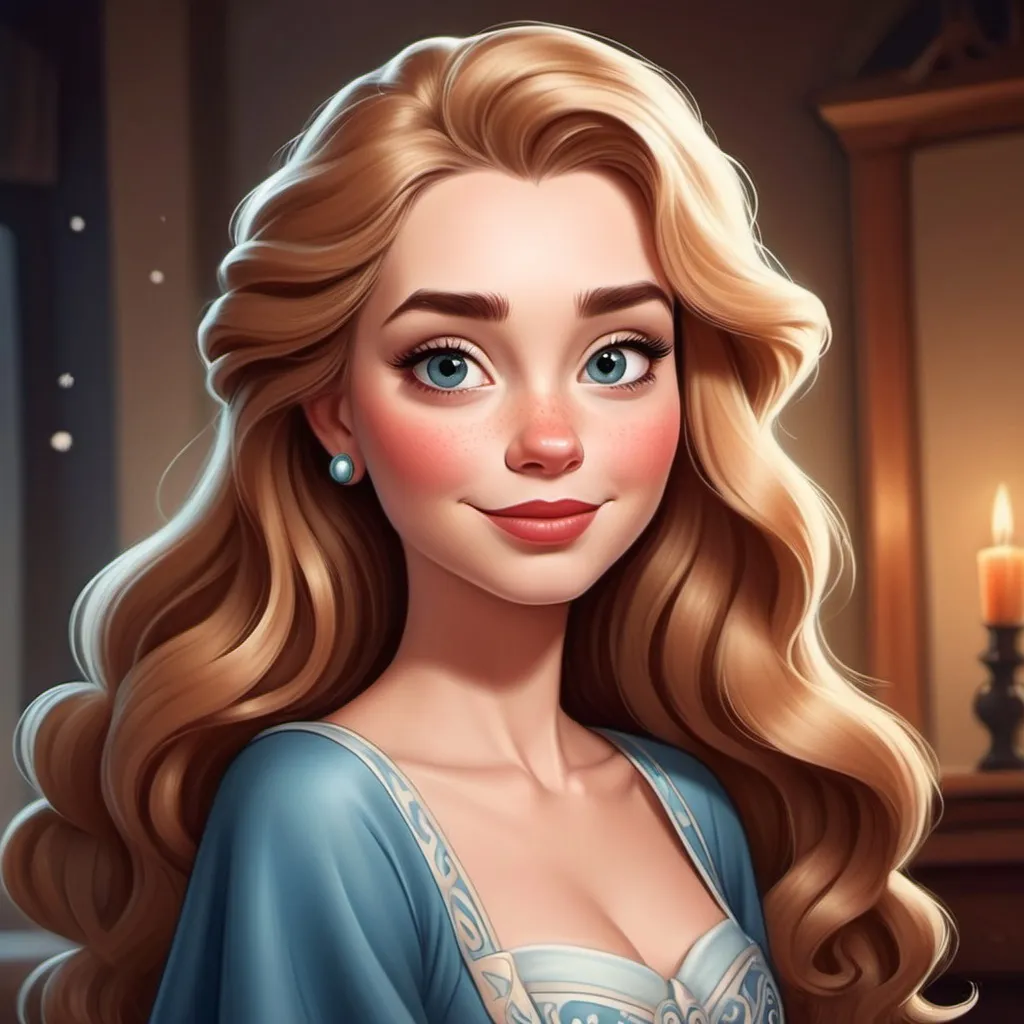 Prompt: Draw disney cartoon of very beautiful Finnish lady