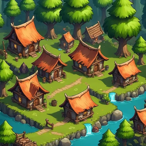 Prompt: forest village in 2D RPG game