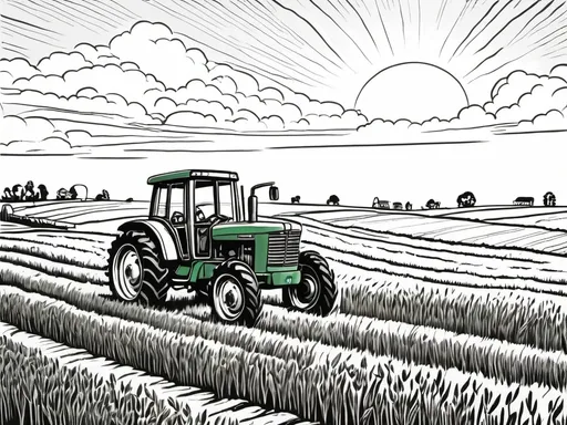 Prompt: a tractor in the middle of a farmers field 