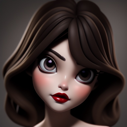 Prompt: a brunette girl with dark eyes jewish features and red lips. 