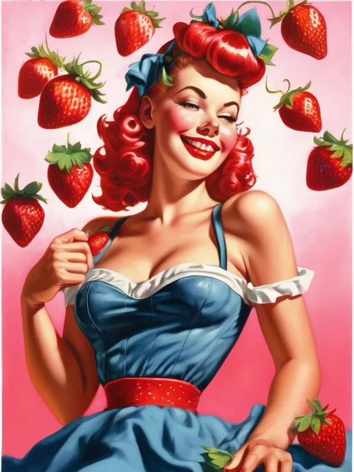 Prompt: pinup strawberry girl