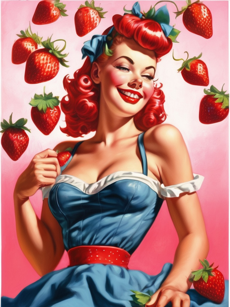 Prompt: pinup strawberry girl