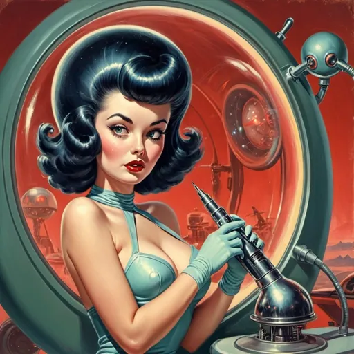 Prompt: atomic age alien pinup girl 