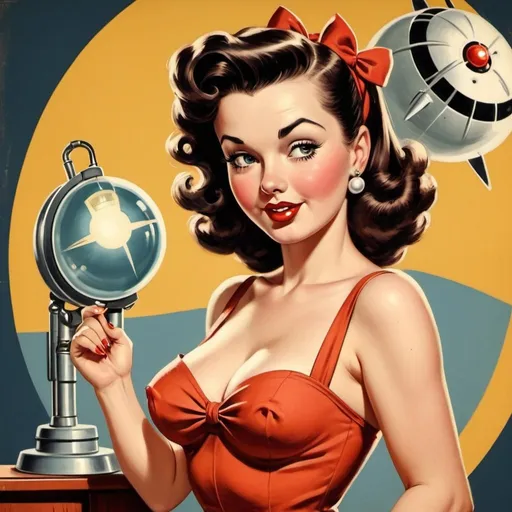 Prompt: 40s cartoon atomic age pinup 