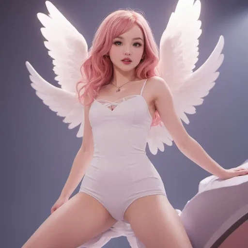 Prompt: Garmentless Full-body young,  adult D.va Anime Dove Cameron redhead Bare legs spread open. Open body.