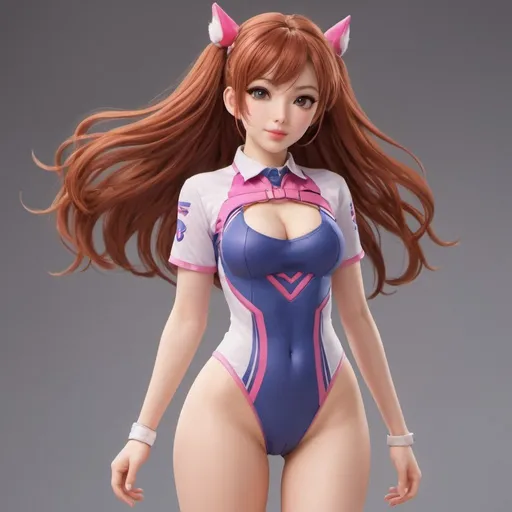 Prompt: Garmentless Full-body young,  adult D.va Anime Avarege Candian redhead Bare legs spread open. Open body.