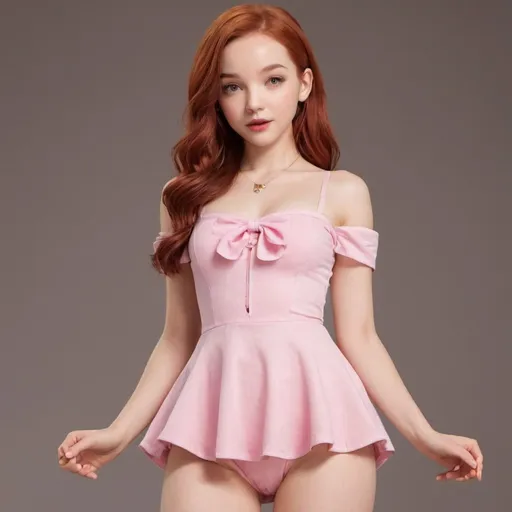 Prompt: Garmentless Full-body young,  adult D.va Anime Dove Cameron redhead Bare legs spread open. Open body.