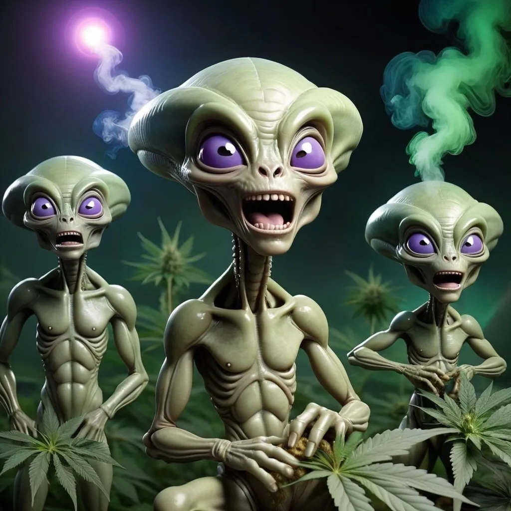 Prompt: partystoners aliens theme Marijuana