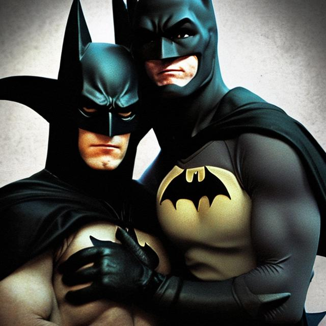 Prompt: Batman and Robin cuddling
