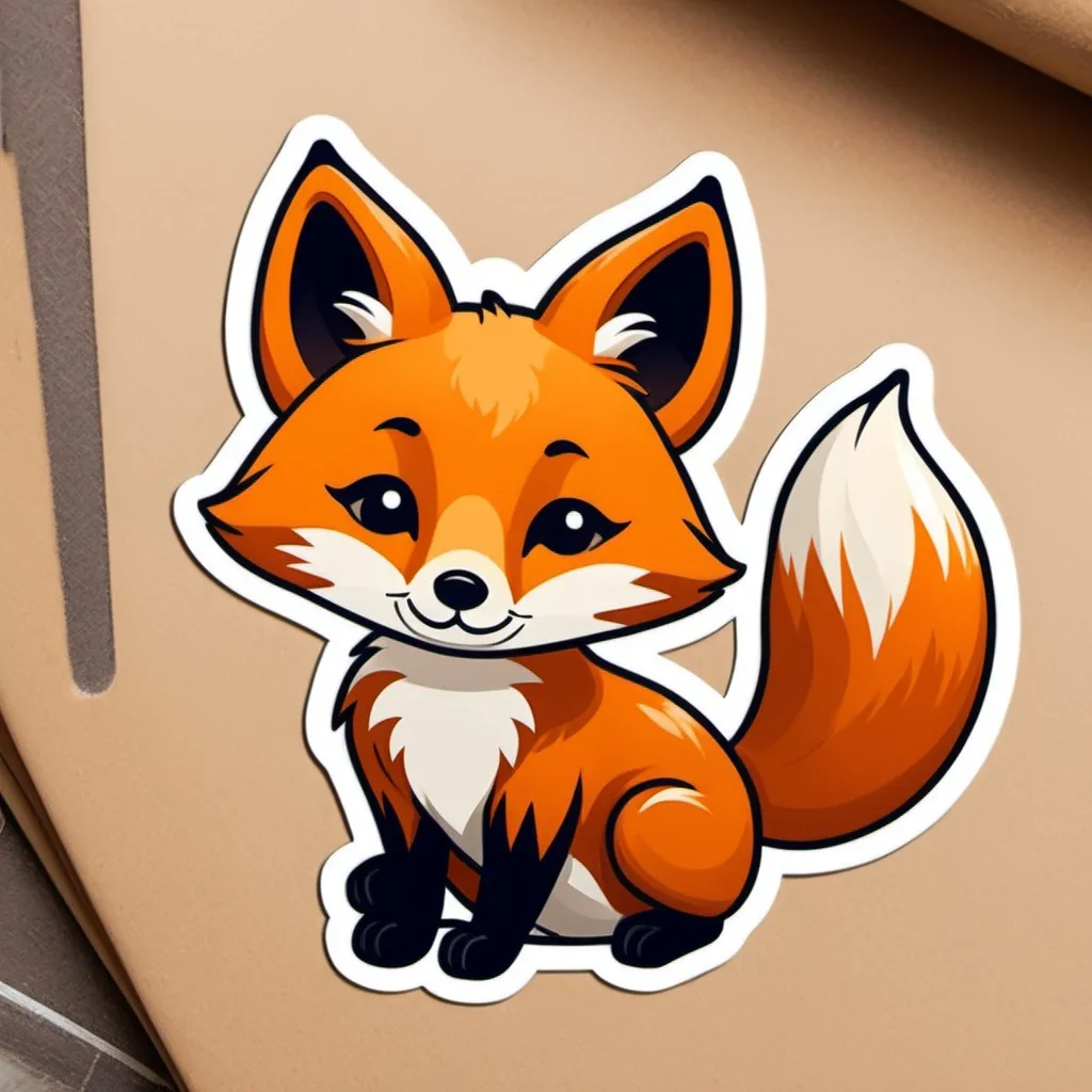 Prompt: A cute fox sticker