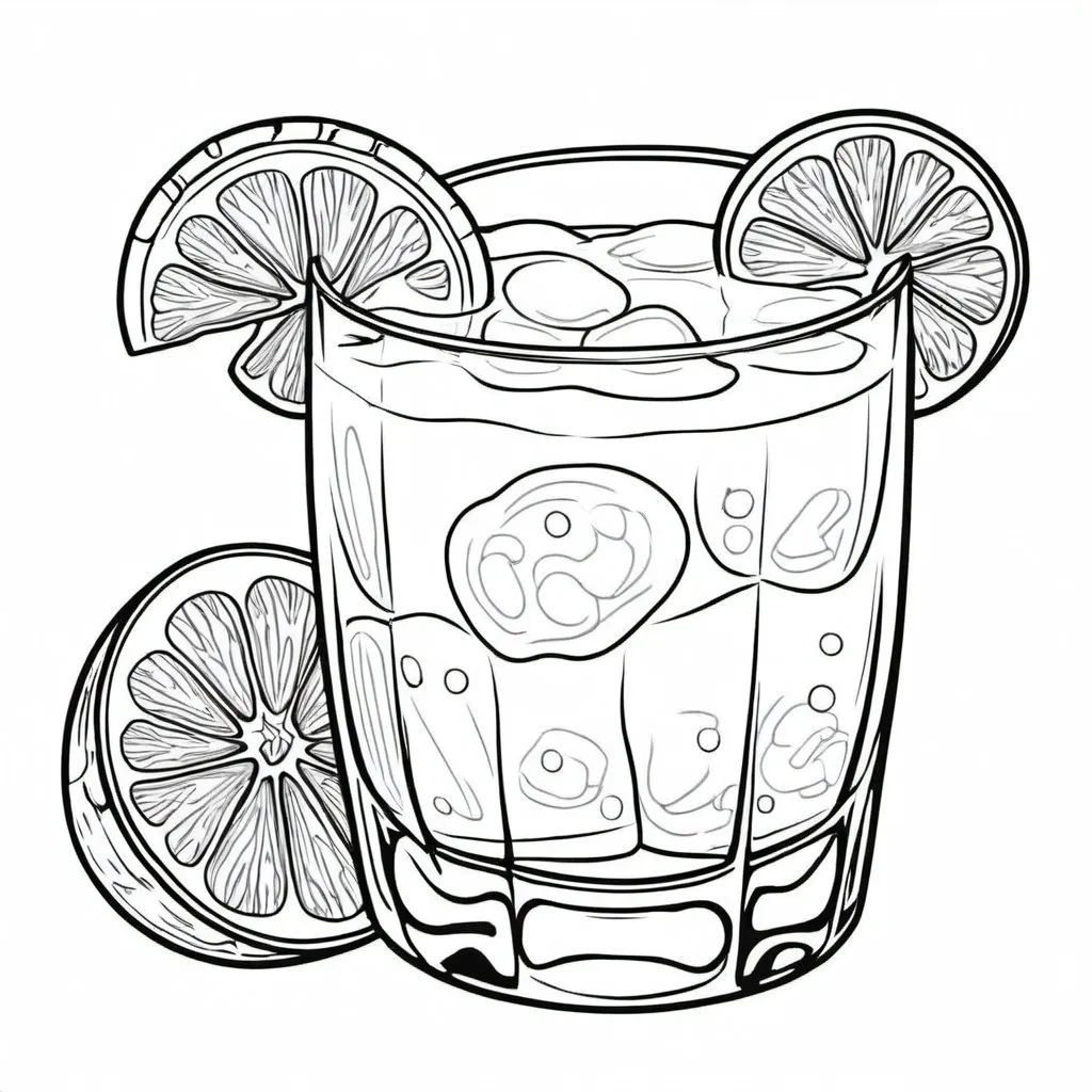 Prompt: black outline drawing of a whiskey sour

