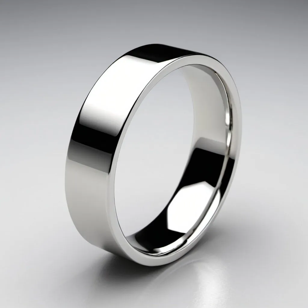 Prompt: Width 6mm, thickness 2mm,hardsurface design,silver ring,future design,simple