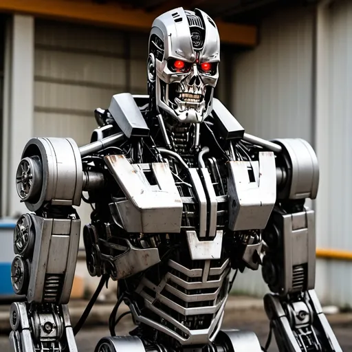 Prompt: T-800 turned in transformer