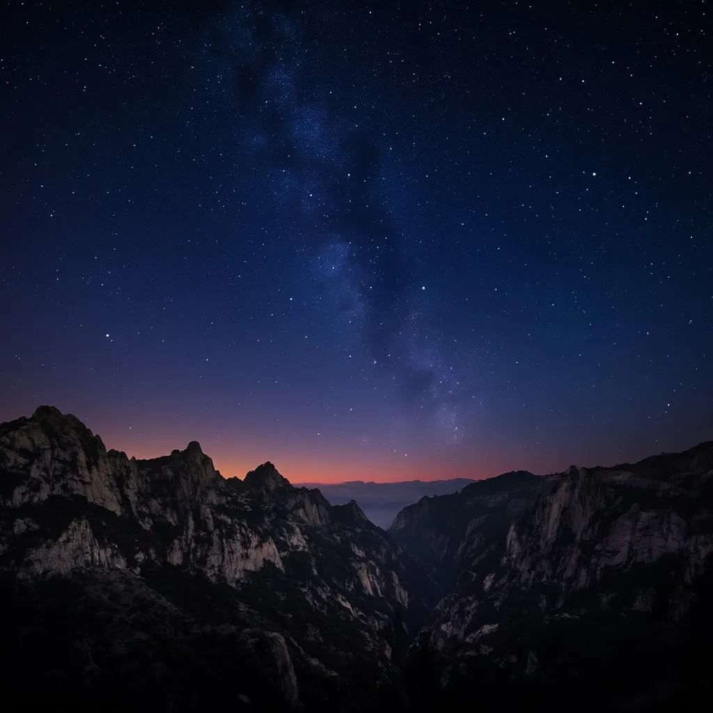 Prompt: a night sky full of stars, over a beautiful landscape, twilight evening