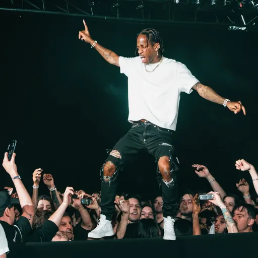 Prompt: travis scott raging on 
stage
