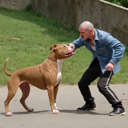 Prompt: German sharped fights a Pitbull