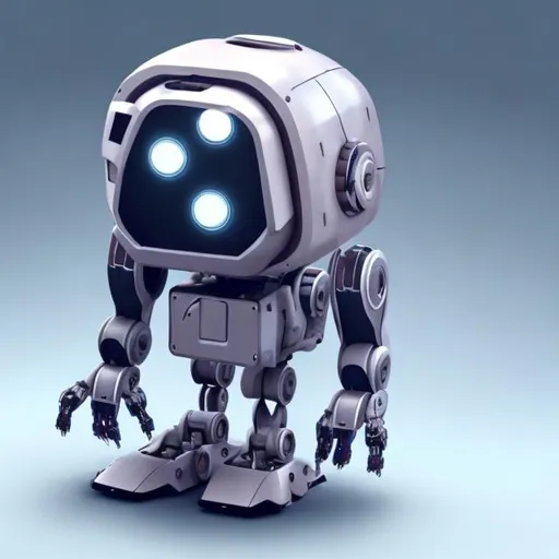 Prompt: Make a cute robot that has a drivebase, an arm 
