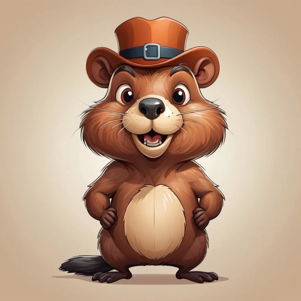 Prompt: A charismatic cartoon beaver