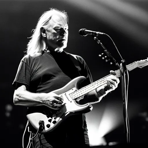 Prompt: david gilmour in black and white,