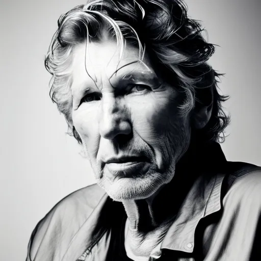 Prompt: roger waters in black and white,