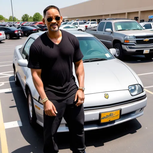 Prompt: Will Smith parked his car at Walmart