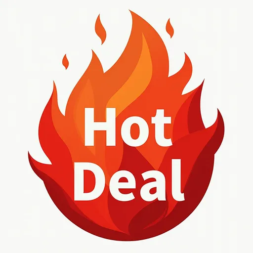Prompt: create a image with no background that says "Hot Deal". Must look like a red flame and of landscape orientation