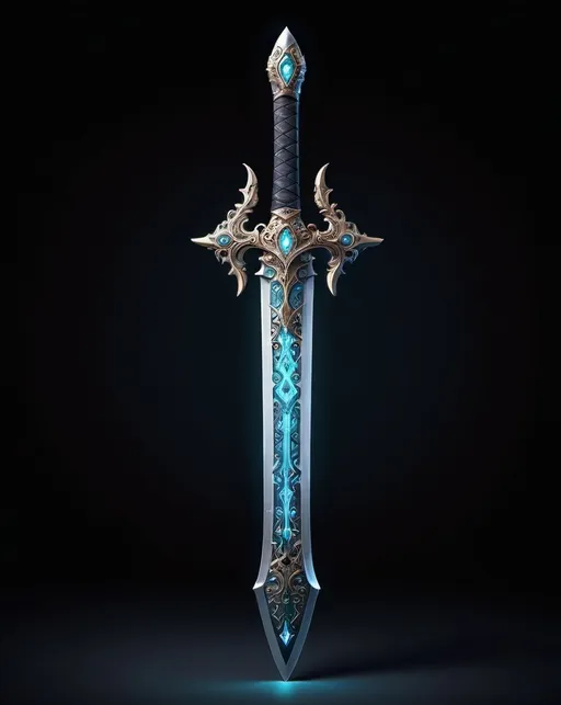 Prompt: A fantasy sword  with intricate designs and magical rad aura