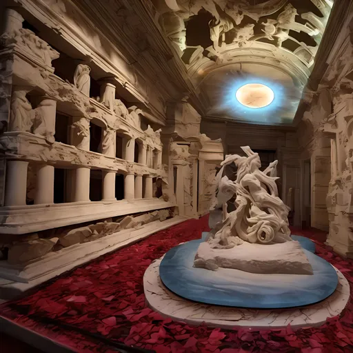 Prompt: uno scultore che scolpisce una pietra luminescente