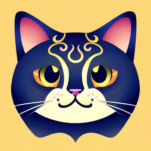 Prompt: vector illustration of an adorable magical cat, solid colours, symmetrical, highly detailed, 8k