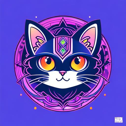 Prompt: modern comic style artwork, extremely detailed cute magical cat , vector art, symmetrical, Ultra HD, 8k