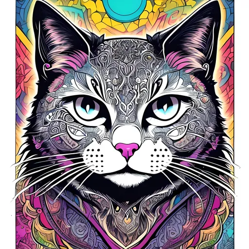Prompt: modern comic style artwork, highly detailed magical cat, comic book cover, symmetrical, vibrant