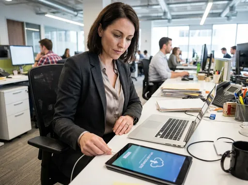 Prompt: upload in an office wear