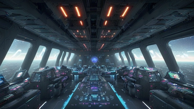 Prompt: A photo of a futuristic UPA Cosmicfleet ship's bridge bustling with activity. The diverse crew, including new crew and veteran officers from various species, are dressed in vibrant uniforms adorned with the UPA emblem and a 🐦‍🔥🐦‍🔥Phoenix🐦‍🔥🐦‍🔥 insignia. The crew teems with different alien species, displaying the vastness of the universe and the crew's commitment to exploring it. The background contains various futuristic furniture arranged around the bridge, at the crew members' work stations. The captain's command chair is in the center of the massive starship bridge. The lighting is bright and dynamic.🔩💻💿🔩🏭🐦‍🔥💿🔩💎💎💎💎🏭🏭🏭🏭💻💻🤖💎🏭🏭💻🐦‍🔥🏭💎🏭👩🏻‍🌾👾🛸👽👩🏻‍🚀🌠♾️🚀🛰️👾🔩💻💿🔩🏭🐦‍🔥💿🔩💎💎💎💎🏭🏭🏭🏭💻💻🤖💎🏭🏭💻🐦‍🔥🏭🔩💻💿🔩🏭🐦‍🔥💿🔩💎💎💎💎🏭🏭🏭🏭💻💻🤖💎🏭🏭💻🐦‍🔥🏭💎(((A cinematic shot of a cosmicpunk and futuristic starship bridge))). The ship's bridge has multiple levels, with a mix of metal and cobalt-brick elements. (((All of the red & yellow fiery colored walls have either 'Cosmicfleet', 'United Planetary Alliance', or a🐦‍🔥 Phoenix 🐦‍🔥 symbol. There are various machines and controls throughout the ship. In the background, there are large windows with a view of space. The lighting is bright, with starlight streaming in through the windows. The overall image has a dramatic and cinematic feel, with a perfect composition. There is a very diverse crew of aliens, & humans from different ethnicities, on the bridge.🏭👩🏻‍🌾👾🛸👽👩🏻‍🚀🌠♾️🚀🛰️👾💎💿🛸🐦‍🔥👾🐦‍🔥🛸💎🧲🐦‍🔥💎💎💎🛸🔩🤖💻🐦‍🔥💻🤖🔩🔩💻💿🔩🏭🐦‍🔥💿🔩💎💎💎💎🏭🏭🏭🏭💻💻🤖💎🏭🏭💻🐦‍🔥🏭💎🏭👩🏻‍🌾👾🛸👽👩🏻‍🚀🌠♾️🚀🛰️👾💎💿🛸🐦‍🔥👾🐦‍🔥🛸💎🧲🐦‍🔥💎💎💎🛸🔩🤖💻🐦‍🔥💻🤖🔩💎🏭👩🏻‍🌾👾🛸👽👩🏻‍🚀🌠♾️🚀🛰️👾💎💿🛸🐦‍🔥👾🐦‍🔥🛸💎🧲🐦‍🔥💎💎💎🛸🔩🤖💻🐦‍🔥💻🤖🔩💎💿🛸🐦‍🔥👾🐦‍🔥🛸💎🧲🐦‍🔥💎💎💎🛸🔩🤖💻🐦‍🔥💻🤖🔩.