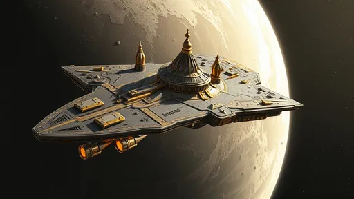 Prompt: <lora:Starships And More:1.0> <lora:Cool Space Fantasy:1.0> A stunning 750 UHD 4D render of a royalpunk starship, designed with gold intricate details, exterior weaponry, and other such things. (((There's a massive metallic silver 🏰🏯castle 🏰 🏯, with diamond stained windows, at the center of the ship.)))(((Two AAA Battery symmetrical shaped diamond nacelles are yellow. )))The starship is in orbit of a giant Titan-size-Earth-esque planet.Babylon 5 G'Quan Heavy Cruiser