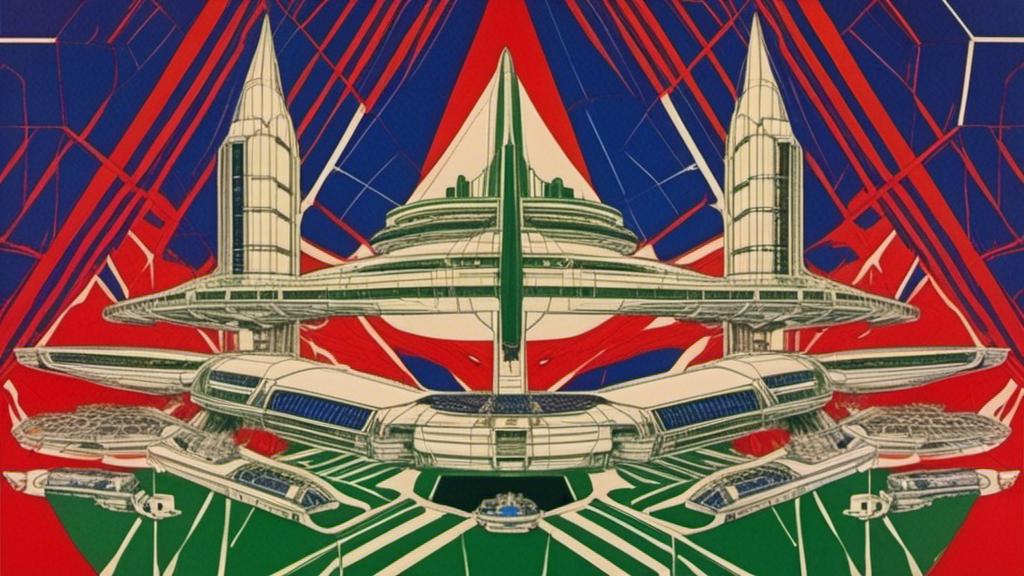 Prompt: <mymodel> Medieval 🏯🏰castle 🏰 🏯 starship🛸🌠👾🚀🛰️👽👾, wide shot, red, white , and blue Enterprise with forest green nacelles and intricate details connected by heavy metal gold webbing connecting the body and the 3 tiers of saucers, to each other and the nacelles. Insanely symmetrical. Alien Landscape Photography, warmly glowing Nacelles, cobalt wired industrial materials. Insanely detailed and symmetrical.