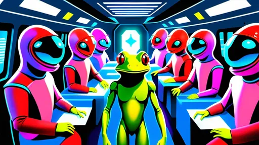 Prompt: The bridge of the starship is abuzz with activity as a diverse group of 12 recently graduated Cosmicfleet Academy cadets and 12 officers from various species, one is anthropomorphic metallic red frog humanoid, 3 Humans, green aliens with antennas, coming out of their heads, blue squarish headed humanoid aliens, pink humanoids with yellow freckles running in a weaving pattern over there right side of their face, work together to prepare for their maiden voyage, of exploration. The bridge is meticulously designed to resemble the original USS Enterprise NCC 1701. All of the crew are dressed in Victorian style uniforms designed, by Denise and Mike Okuda. The aliens are designed, by Michael Westmore. As the cadets busy themselves with pre-flight checks, the human Caucasian male Captain surveys the bridge with a seasoned eye, his experience and leadership evident in his confident demeanor. He's sitting, in his command chair. The air is electric with excitement and anticipation, as the next generation of Starfleet officers embarks on a journey under the guidance of a legendary captain., 3d render, cinematic, vibrant, wildlife photography, fashion, portrait photography, photo1girl, 24 women, Blue eyes, Brown Hair, Black Hair, Red Eyes, Hair Ornament, Animal Ears, 30 men, Looking at viewer, Blonde Hair, Brown Hair, Black Hair, Japanese, Chinese, Dutch, Norwegian, German, Swedish, Italian, 5 Kenyan humans, Masterpiece, High Resolution, Anatomically Correct, Award Winning, Best Quality, High Details, UHD, Super Detailed, Long Hair, Short Hair, Blonde Hair, Brown Hair, Well Endowed.