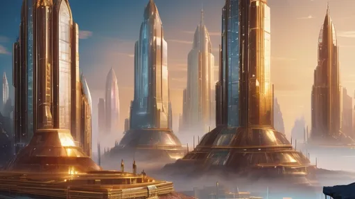 Prompt: (((12 Crystal Palaces))), (((36 diamond skyscrapers))), (((4 massive cobalt metallic gold futuristic medieval castles))), intricate architecture, otherworldly ambiance, still under construction, bustling activity, metallic sheen, shimmering facets, vibrant futuristic lighting, dynamic perspective, expansive alien cityscape, rich hues of blue and gold, breathtaking detail, ultra-detailed, cinematic quality, wide-screen view, on an alien planet, at sunset 🌇.