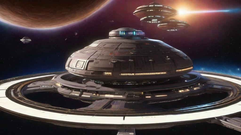 Prompt: an exterior shot of a epically humongous deep space nine space station, Babylon 5 with glowing windows mri machine millennium falcon, Rick Sternbach, Nicholas Meyer, George Lucas, Ridley Scott, Stanley Kubrick, Arthur C. Clarke, Larry Niven, cold metallic colors, dramatic space sky, 750k UHD resolution, 4D.