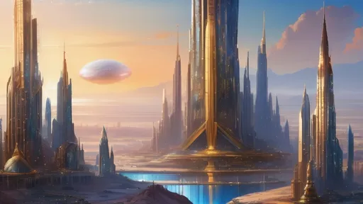 Prompt: (((12 Crystal Palaces))), (((36 diamond skyscrapers))), (((4 massive cobalt metallic gold futuristic medieval castles))), intricate architecture, otherworldly ambiance, still under construction, bustling activity, metallic sheen, shimmering facets, vibrant futuristic lighting, dynamic perspective, expansive alien cityscape, rich hues of blue and gold, breathtaking detail, ultra-detailed, cinematic quality, wide-screen view, on an alien planet, at sunset 🌇.