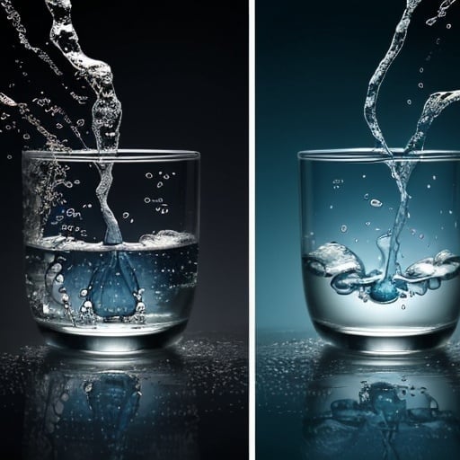 Prompt: A cool background for a presentation about science and water. Unbalanced from left to right, striking, beautiful, masterpiece, darker colors