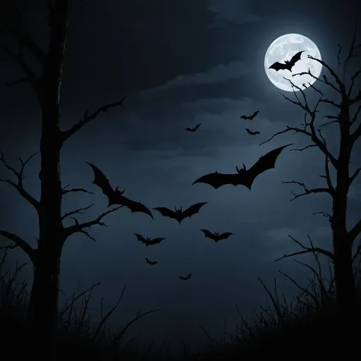 Prompt: dark night with bats