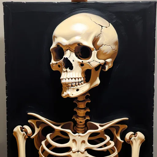 Prompt: Make an oil painting of a skeleton
