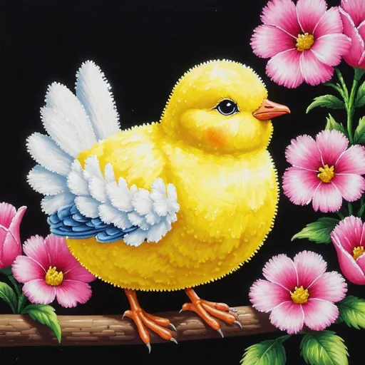 Prompt: Diamond painting picture of a Peep