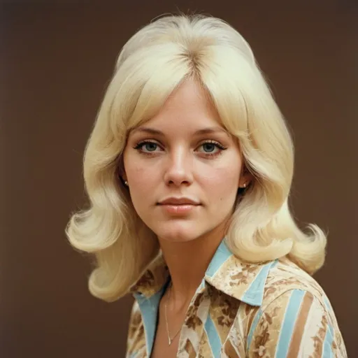 Prompt: American woman, blonde,70's style 